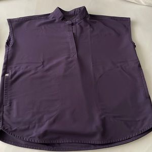 FIGS purple shadow set, rafaela oversized too and zamora petite jogger pants